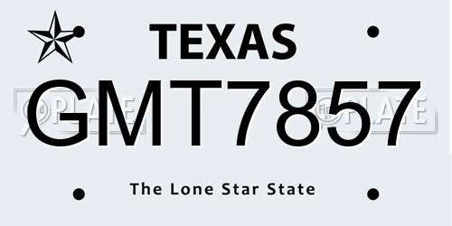 GMT7857 Texas License Plate