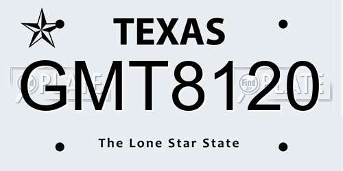 GMT8120 Texas License Plate