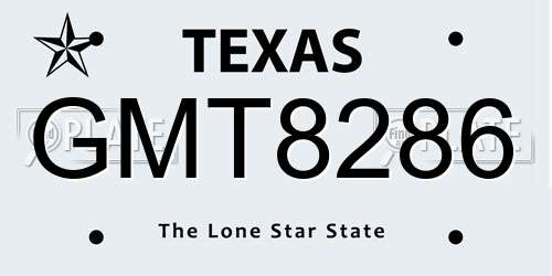 GMT8286 Texas License Plate
