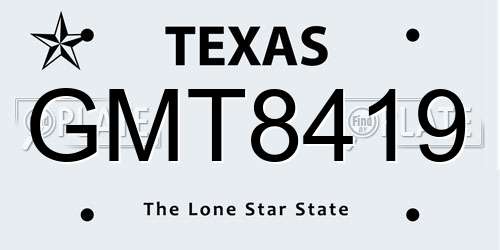 GMT8419 Texas License Plate