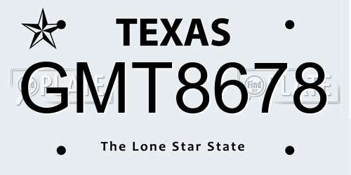 GMT8678 Texas License Plate