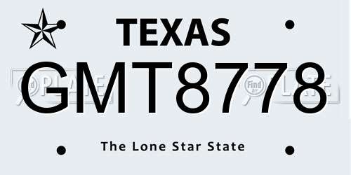 GMT8778 Texas License Plate