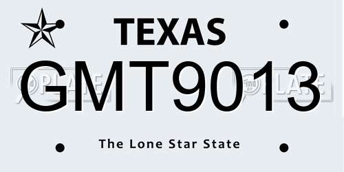 GMT9013 Texas License Plate