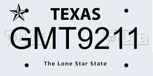 GMT9211 Texas License Plate