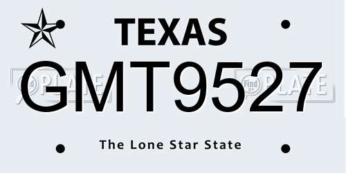 GMT9527 Texas License Plate