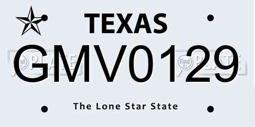 GMV0129 Texas License Plate