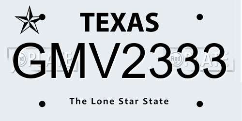 GMV2333 Texas License Plate