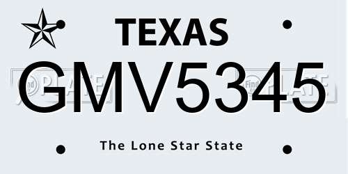 GMV5345 Texas License Plate