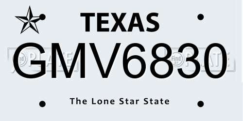 GMV6830 Texas License Plate