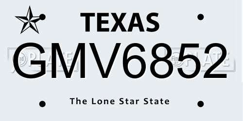 GMV6852 Texas License Plate