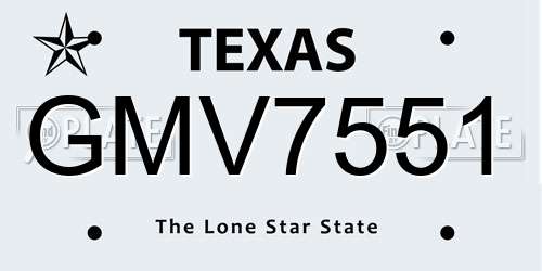 GMV7551 Texas License Plate