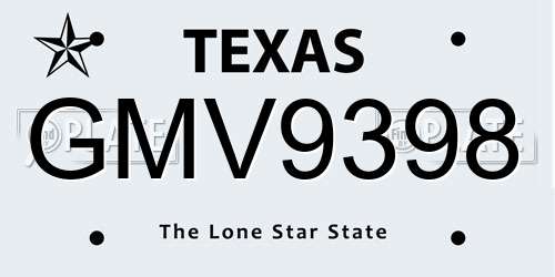 GMV9398 Texas License Plate