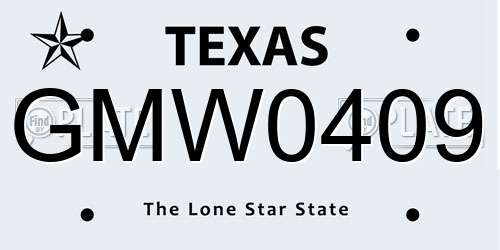 GMW0409 Texas License Plate