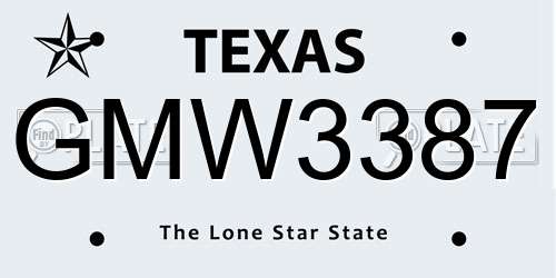 GMW3387 Texas License Plate