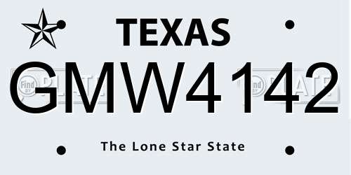 GMW4142 Texas License Plate