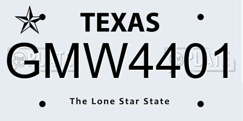 GMW4401 Texas License Plate