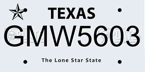 GMW5603 Texas License Plate