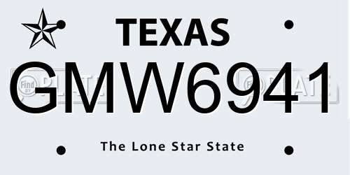 GMW6941 Texas License Plate