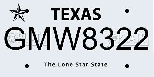 GMW8322 Texas License Plate