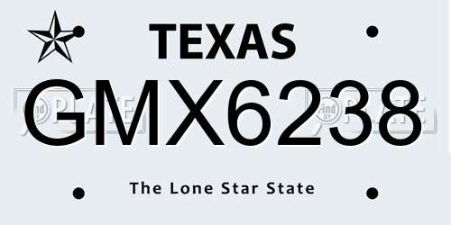 GMX6238 Texas License Plate