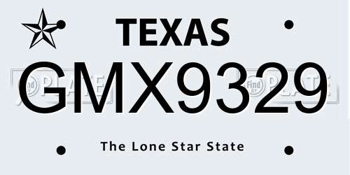 GMX9329 Texas License Plate