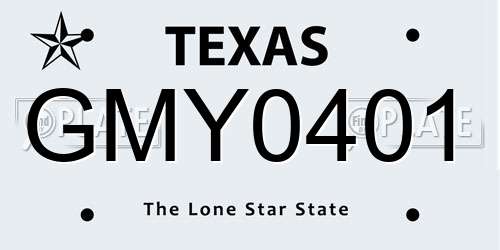 GMY0401 Texas License Plate