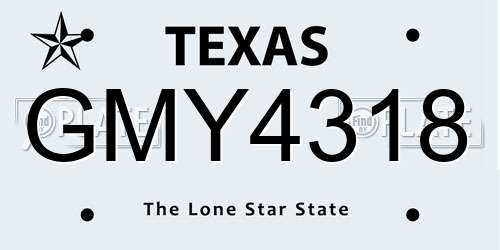 GMY4318 Texas License Plate