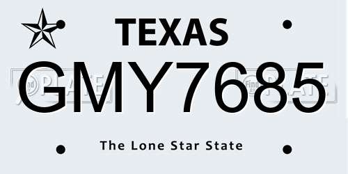 GMY7685 Texas License Plate