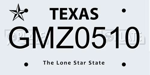 GMZ0510 Texas License Plate