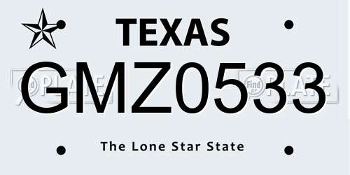 GMZ0533 Texas License Plate