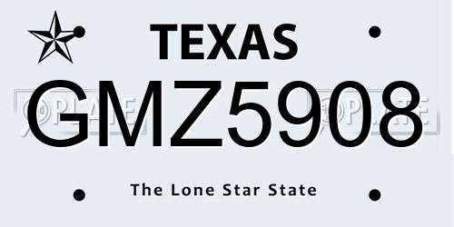 GMZ5908 Texas License Plate