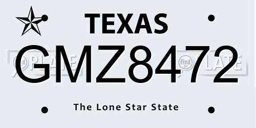 GMZ8472 Texas License Plate