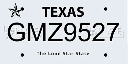 GMZ9527 Texas License Plate