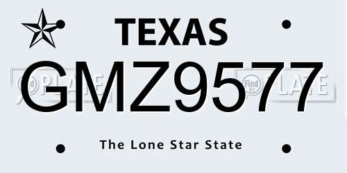 GMZ9577 Texas License Plate