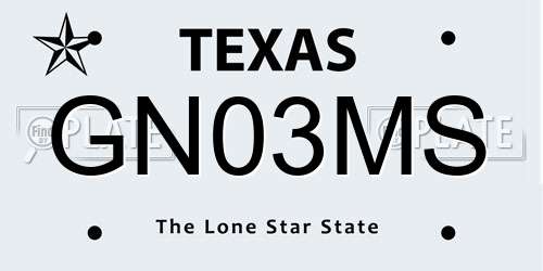 GN03MS Texas License Plate