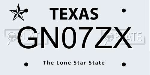 GN07ZX Texas License Plate