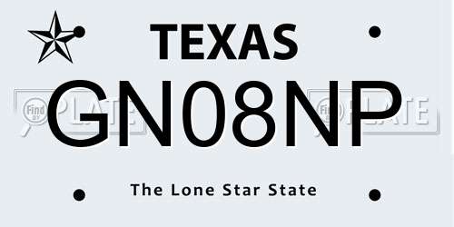 GN08NP Texas License Plate