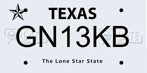 GN13KB Texas License Plate