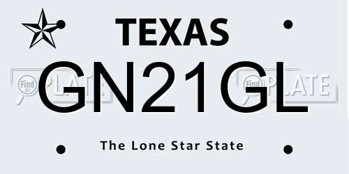 GN21GL Texas License Plate