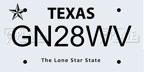GN28WV Texas License Plate