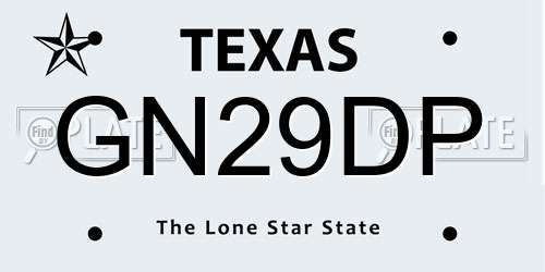 GN29DP Texas License Plate