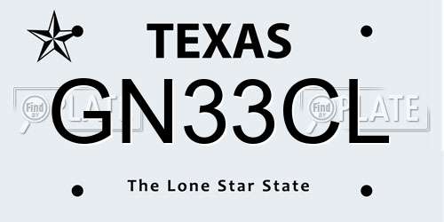 GN33CL Texas License Plate