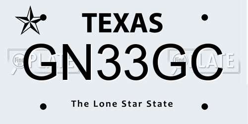 GN33GC Texas License Plate