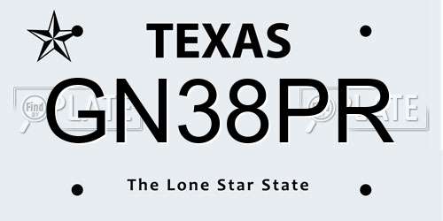 GN38PR Texas License Plate