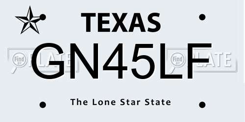 GN45LF Texas License Plate