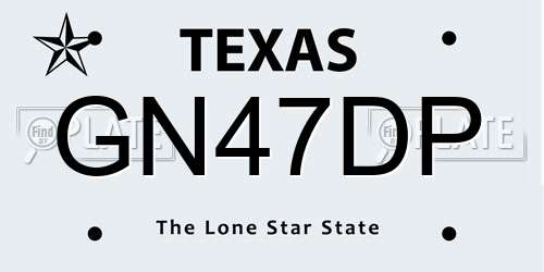 GN47DP Texas License Plate