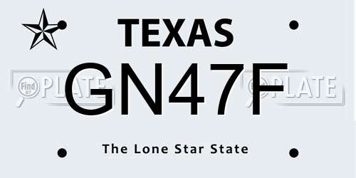 GN47F Texas License Plate
