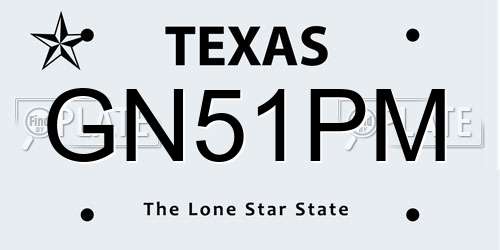 GN51PM Texas License Plate
