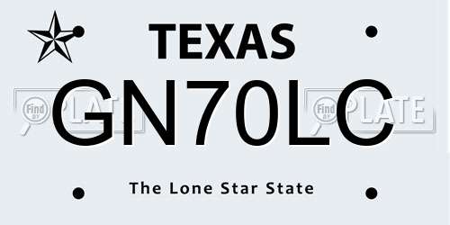 GN70LC Texas License Plate