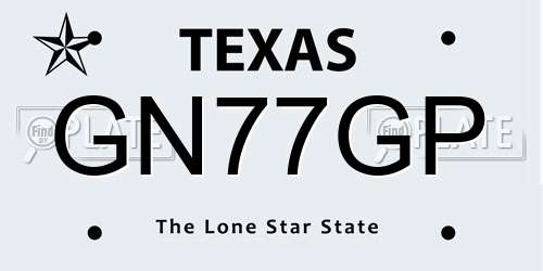 GN77GP Texas License Plate